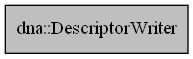 digraph {
    graph [bgcolor="#00000000"]
    node [shape=rectangle style=filled fillcolor="#FFFFFF" font=Helvetica padding=2]
    edge [color="#1414CE"]
    "1" [label="dna::DescriptorWriter" tooltip="dna::DescriptorWriter" fillcolor="#BFBFBF"]
}